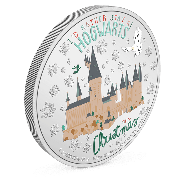 HARRY POTTER™ Season’s Greetings 2023 1oz Silver Coin with Milled Edge Finish.