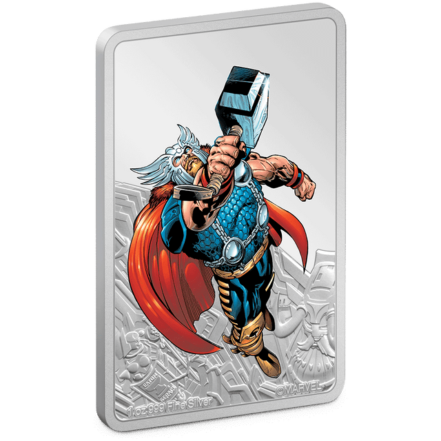 Inspired by the classic depiction of Thor, the design shows him in vibrant colour. Frosted engraving adorns the coin, and a mirror finish polishes the design. Limited worldwide availability of just 5,000 coins. - New Zealand Mint