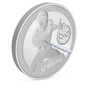 Marvel Spider-Man 1oz Silver Coin with Milled Edge Finish.