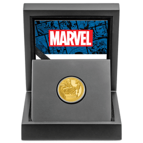 Marvel Thor™ 1/4oz Gold Coin with Custom Designed Wooden Box with Display Ledge.