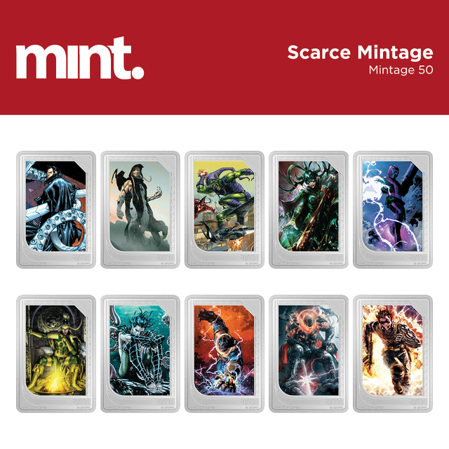 mint Trading Coins – Marvel - Scarce Mintage 50. Doctor Octopus, Gorr the God Butcher, The Green Goblin, Hela, Kang the Conqueror, Loki, Namor, Thanos, Ultra, Winter Soldier.