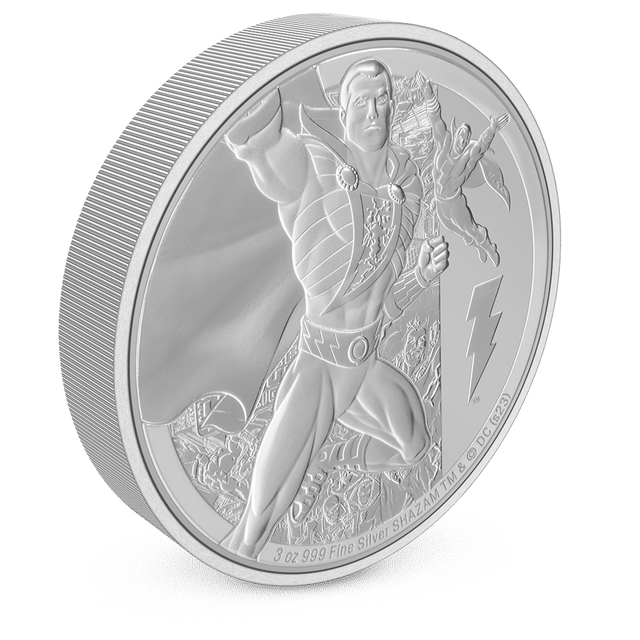 SHAZAM™ Classic 3oz Silver Coin with Milled Edge Finish.
