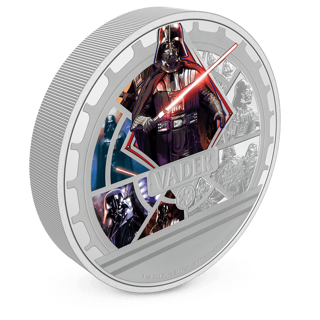 Star Wars™ Darth Vader™ 3oz Silver Coin with Milled Edge Finish.