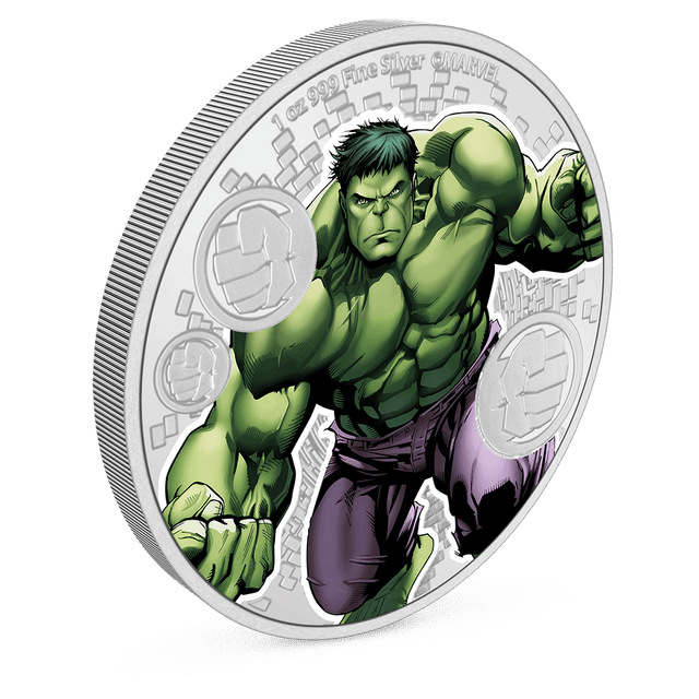 Marvel – Hulk 1oz Silver Coin with Milled Edge Finish.