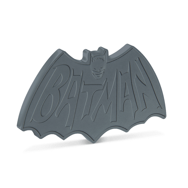 BATMAN™ 85 Years – 1966 Batman Logo 1oz Silver Collectible Coin with Milled Edge Finish.