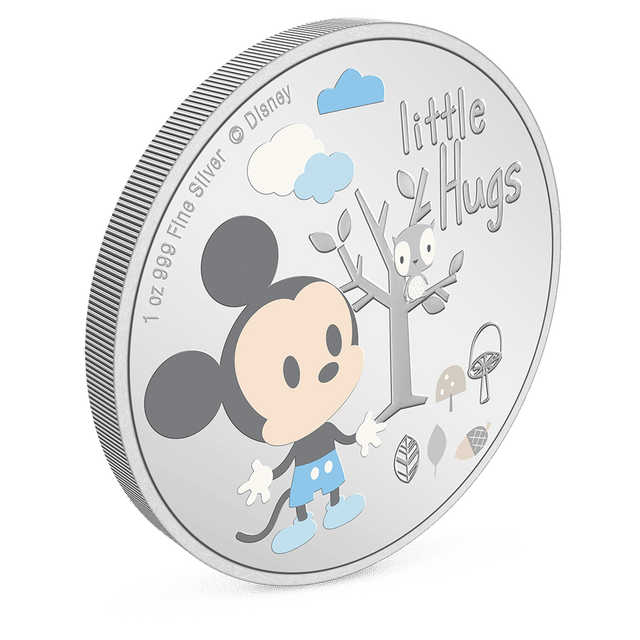 Disney Baby Little Hugs – Boy 1oz Silver Coin with Milled Edge Finish.