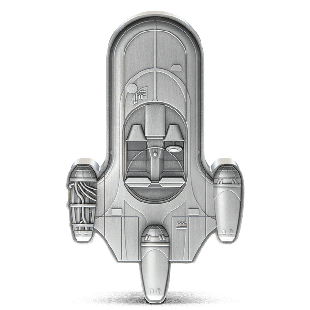 Star Wars™ X-34 Landspeeder™ 3oz Silver Coin - Flat View.