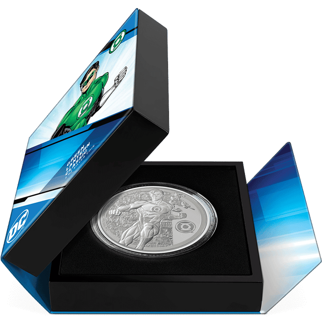 GREEN LANTERN™ Classic 3oz Silver Coin  Featuring Book-style Packaging With Custom Velvet Insert to House the Coin.