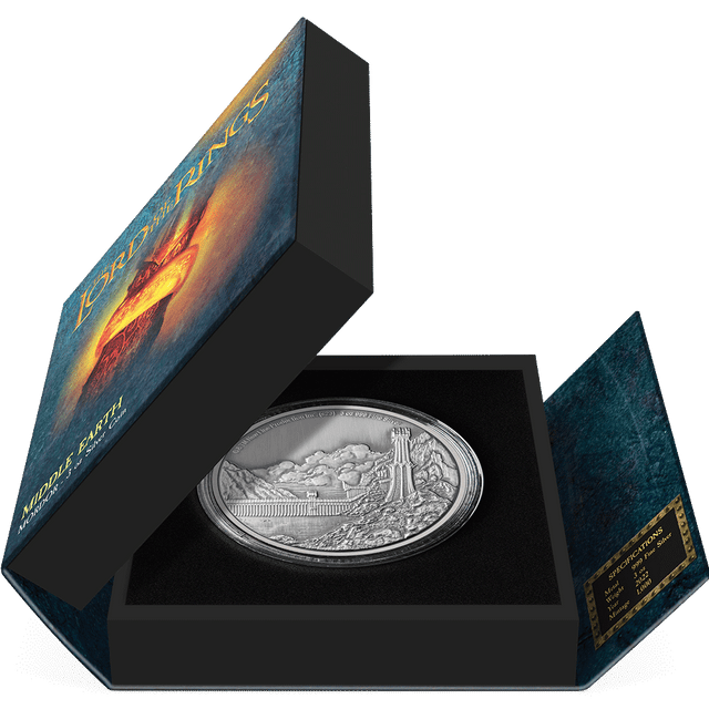 THE LORD OF THE RINGS™ - Mordor 3oz Silver Coin Featuring Book-style Packaging With Custom Velvet Insert to House the Coin.