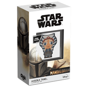 The Mandalorian™ Ahsoka Tano™ 1oz Silver Chibi® Coin Featuring Custom Packaging with Display Window and Certificate of Authenticity Sticker.