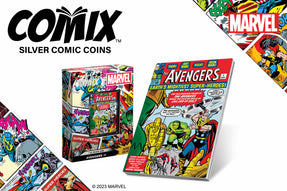 This action-packed piece features the cover of the Avengers #1 comic on 1oz of pure silver. To mimic a comic book, it’s rectangular shaped and even coloured on all four sides, mimicking the spine and pages. Limited edition. Get yours today!