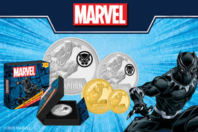 Black Panther fans! The righteous King, noble Avenger and fearsome warrior is here to shine on these special pure gold and silver coins! All coins display a detailed engraving of Black Panther looking ready to pounce!