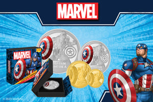 Patriotic Avenger, Captain America™ on Gold & Silver Coins!