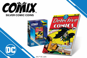 These DC COMIX™ Coins feature Detective Comics #27, the comic that bought us BATMAN™! Made of 1oz and 2oz pure silver, they display a coloured image of the comic cover.