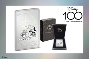 The next BIG 10oz pure silver coin in our Disney 100 Years of Wonder celebratory series is here! The stunning design highlights a cute image of the beloved best friends, Disney’s Mickey Mouse and Donald Duck, in colour with pops of iridescence.