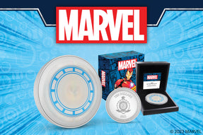 This massive 5oz pure silver Marvel coin captures the essence of Iron Man's Arc Reactor. Every detail, from the frosting, mirror finish, and colour to bring out the signature blue glow, is meticulously rendered.