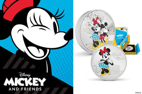 Adorable sweethearts Disney’s Mickey Mouse & Minnie Mouse are here to brighten up your coin collection! We’ve released a 1oz and 3oz coin, both made of wonderful pure silver and officially licensed.