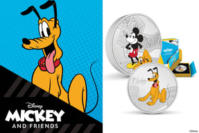 Our final 1oz and 3oz pure silver Mickey & Friends coins are here and of course, we had to include Disney’s Mickey Mouse and his adorable sidekick, Pluto! The coins feature colour, frosted engraving and mirror-finish.