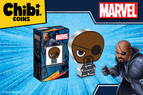 Nick Fury continues the legacy as one of the greatest super spies in the world. Now you could have your very own symbol of his legacy in the form of a uniquely coloured and shaped 1oz pure silver Chibi® Coin!