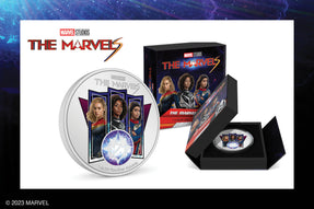 Are you ready to witness the epic Super Hero team-up in Marvel Studios’ The Marvels? Show off your excitement with this 1oz pure silver coin! The front of the coin features a colourful image of Captain Marvel, Monica Rambeau, and Ms Marvel.