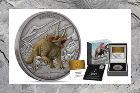 Splendid Triceratops on Pure Silver - New Zealand Mint