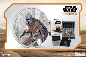 Formidable Bounty Hunter, The Mandalorian™, on New Silver Coin!