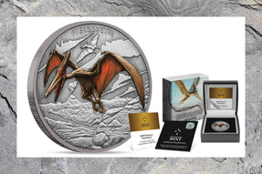 Third Dinosaur Coin shows the Winged Pterodactyl - New Zealand Mint