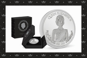 This historic 1oz silver coin highlights a portrait of the Queen from Buckingham Palace in 1958 along with her title and years lived, all in a lovely frosted finish. The entire background features a mirror finish, polishing the design splendidly.