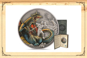 Trecherous Norse Dragon Beautifully Illustrated on Silver Coin - New Zealand Mint
