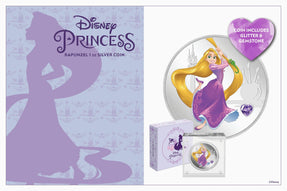 NEW Disney Princess Silver Coin with Gemstone features Rapunzel - New Zealand Mint