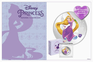 NEW Disney Princess Silver Coin with Gemstone features Rapunzel