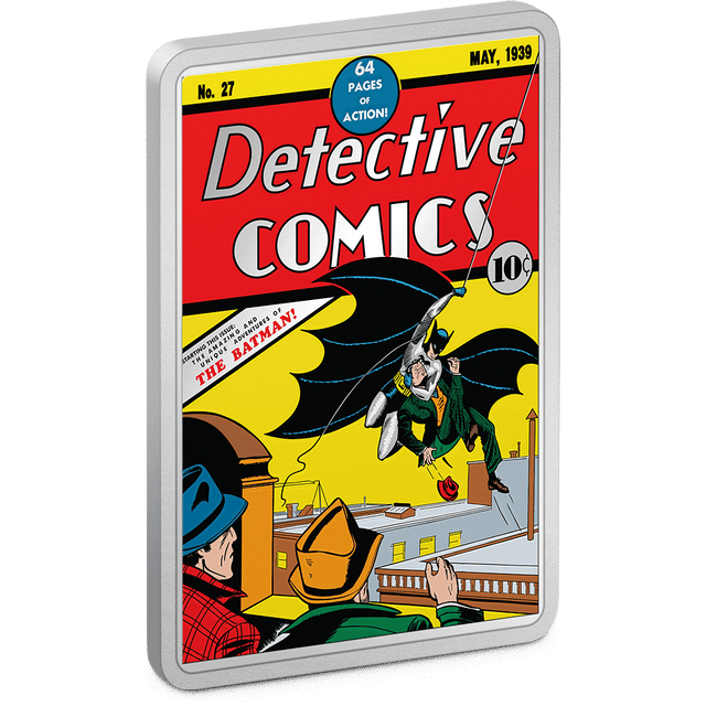 The Dark Knight had his debut in Detective Comics #27, and now you could have it on a 2oz pure silver COMIX™ coin! The design displays a coloured image of the famous comic cover with striking frosted details. Only 1,000 available worldwide! - New Zealand Mint