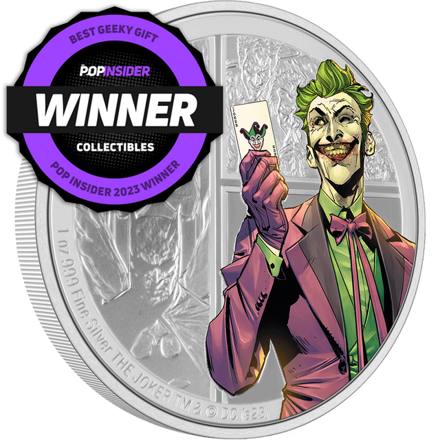 DC Villains – THE JOKER™ 1oz Silver Coin - 'Best Geeky Gift' Pop Insider 2023 Collectibles Winner.