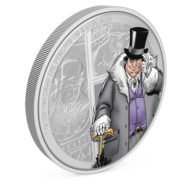 DC Villains – THE PENGUIN™ 1oz Silver Coin with Milled Edge Finish.