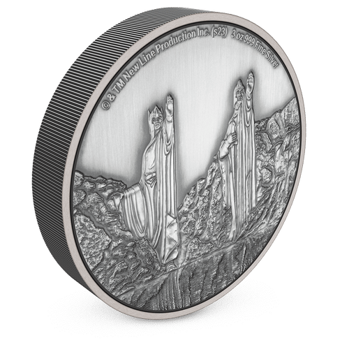 THE LORD OF THE RINGS™ – Argonath 3oz Silver Coin with Milled Edge Finish.