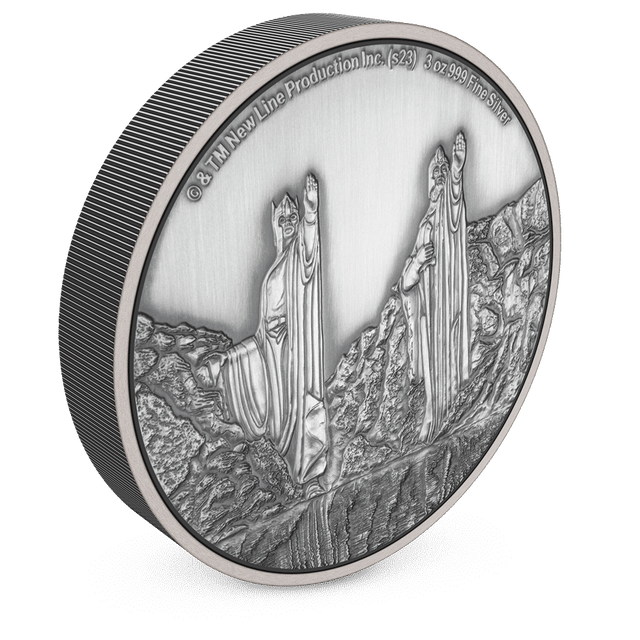 THE LORD OF THE RINGS™ – Argonath 3oz Silver Coin with Milled Edge Finish.