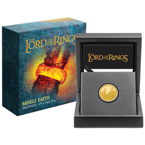 THE LORD OF THE RINGS™ – Argonath 1/4oz Gold Coin with Custom-Designed Wooden Box with Certificate of Authenticity Holder and Viewing Insert. 