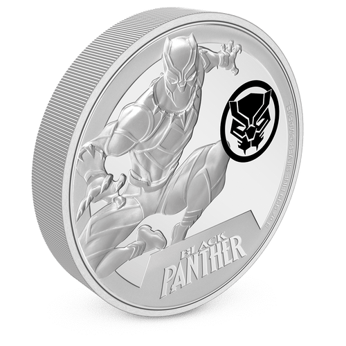 Marvel Black Panther 3oz Silver Coin with Milled Edge Finish.