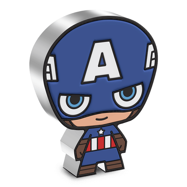 Premium Number! Marvel – Captain America 1oz Silver Chibi® Coin with Smooth Edge Finish.