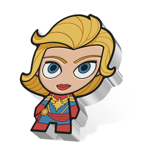 Marvel – Captain Marvel 1oz Silver Chibi® Coin With Smooth Edge Finish. 