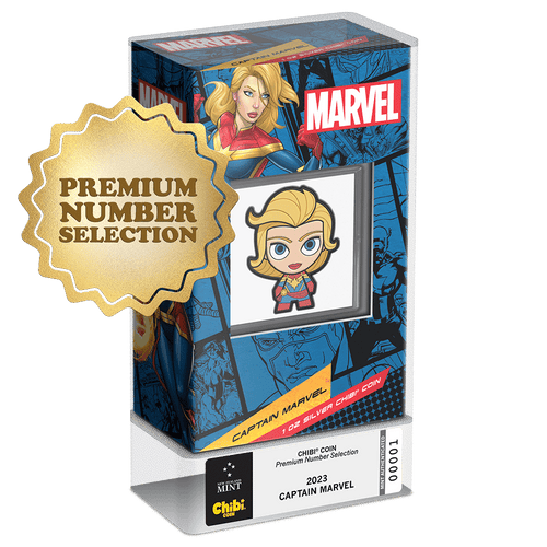 Premium Number! Marvel – Captain Marvel 1oz Silver Chibi® Coin.