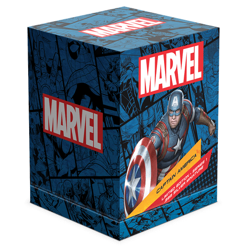 Marvel – Captain America 150g Silver Miniature Custom Box Housing Featuring Branded  Imagery.