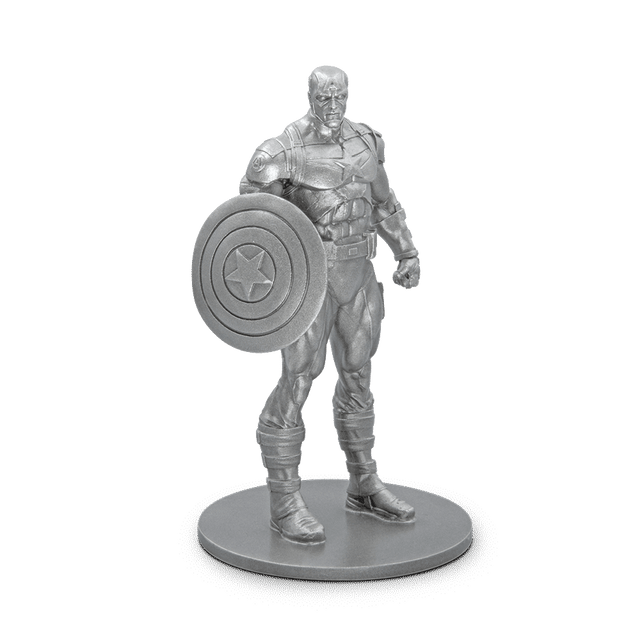 Marvel’s Super-Soldier shines on solid pure silver! Only 1,000 casts in the world. The miniature resembles Captain America standing ready to fight. Every feature of his suit, shield and determined expression has been intricately detailed. - New Zealand Mint