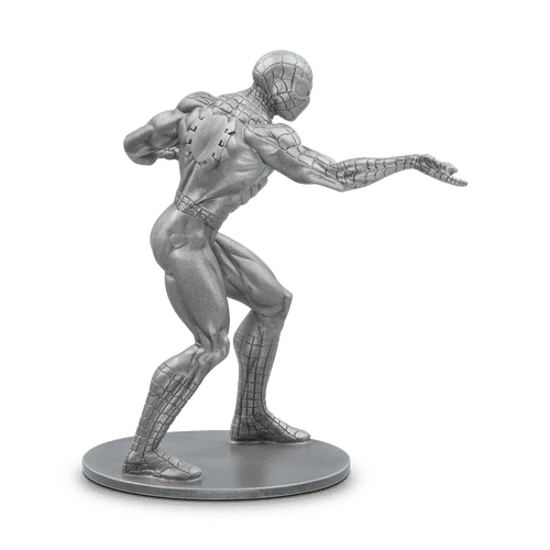 Spider-Man – 140g Silver Miniature Pose Side-view.