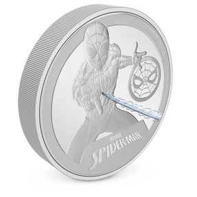 Marvel Spider-Man 3oz Silver Coin with Milled Edge Finish.