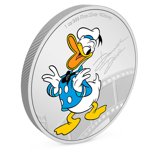 Disney Mickey & Friends – Donald Duck 1oz Silver Coin with Milled Edge Finish.