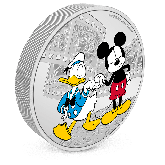 Disney Mickey & Friends – Mickey & Donald 3oz Silver Coin With Milled Edge Finish.