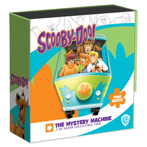 Scooby-Doo!™ – The Mystery Machine 1oz Silver Coin Featuring Custom Book-style Display Box With Brand Imagery.