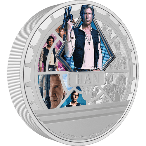 This collectible coin shows a wonderful collage of Han Solo as seen in the epic saga. Includes stunning colour, relief, sandblasting, and mirror finish details. Only 999 available worldwide! - New Zealand Mint