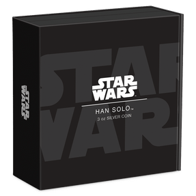 2023 Han Solo™ 3oz Silver Coin Featuring Custom Book-style Display Box With Brand Imagery.